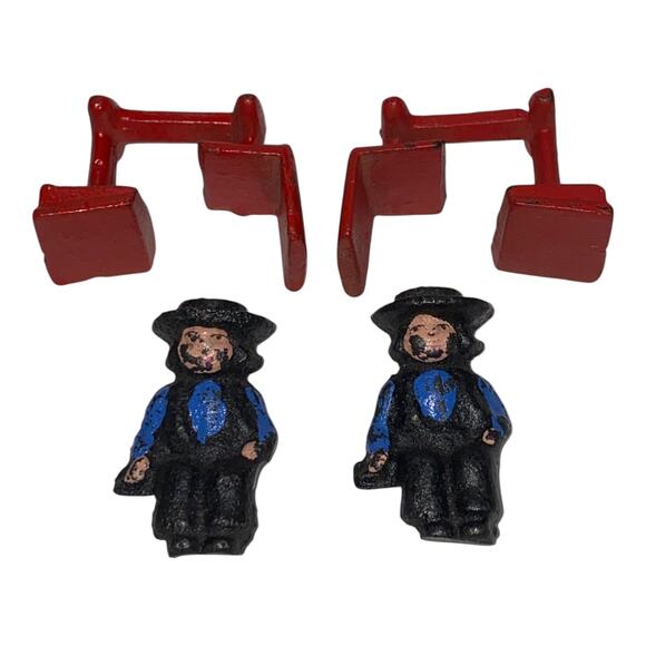 Vintage Cast Iron 2 Amish Boys Red School Desk 1997 John Wright Figurines - A999 - Picture 7 of 9